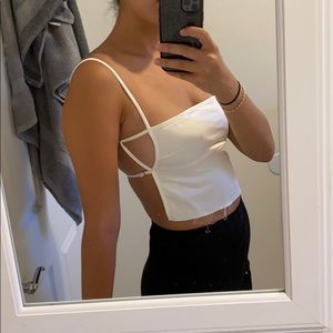 Forever 21 White spaghetti strap crop tank